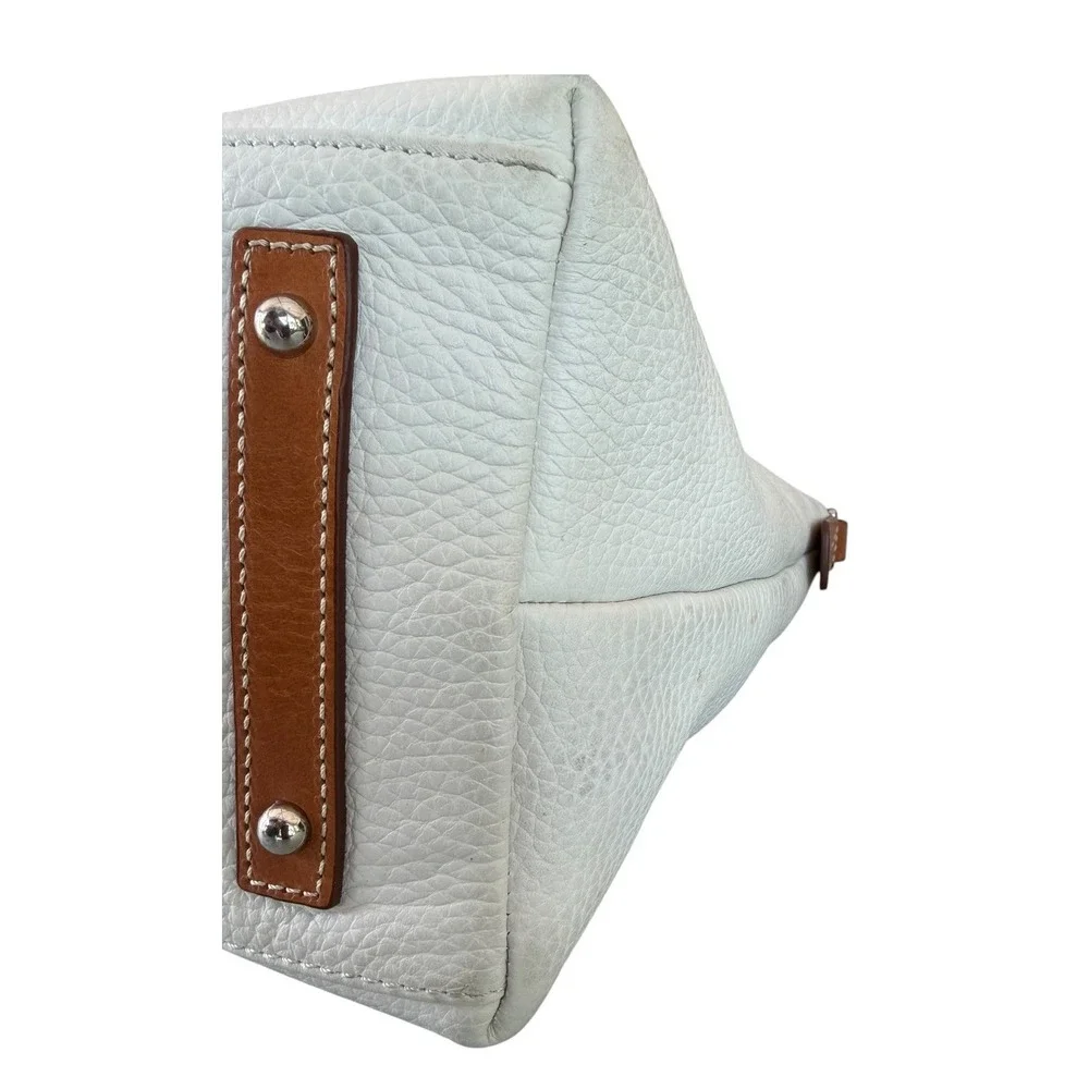 Dooney & Bourke Pebbled Leather Satchel Ivory Cream BritishTan Crossbody Handbag
